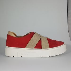 The Flexx Red Nubuck Leather Slip On Sneaker